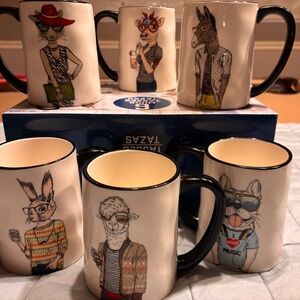 Trendy Animal Character Mug Set - By Signature Brand.  6 total